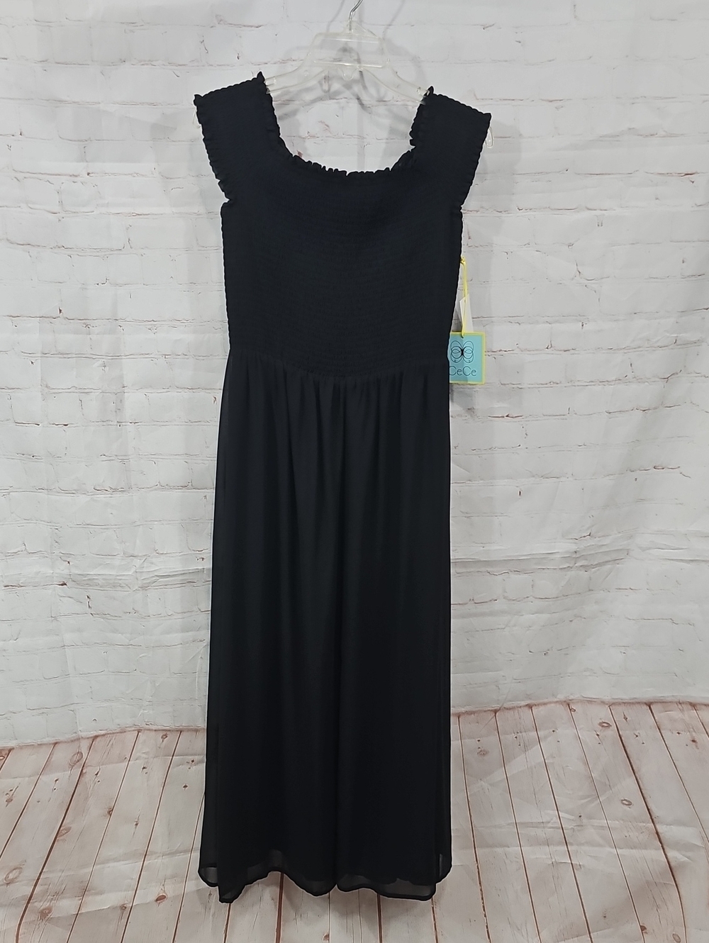 CeCe Black Sleeveless Smocked Maxi Dress